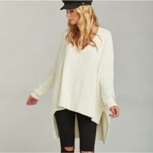 Show Me Your Mumu Hug Me Sweater Coconut Cream Fuzzy Knit Size Small Oversized